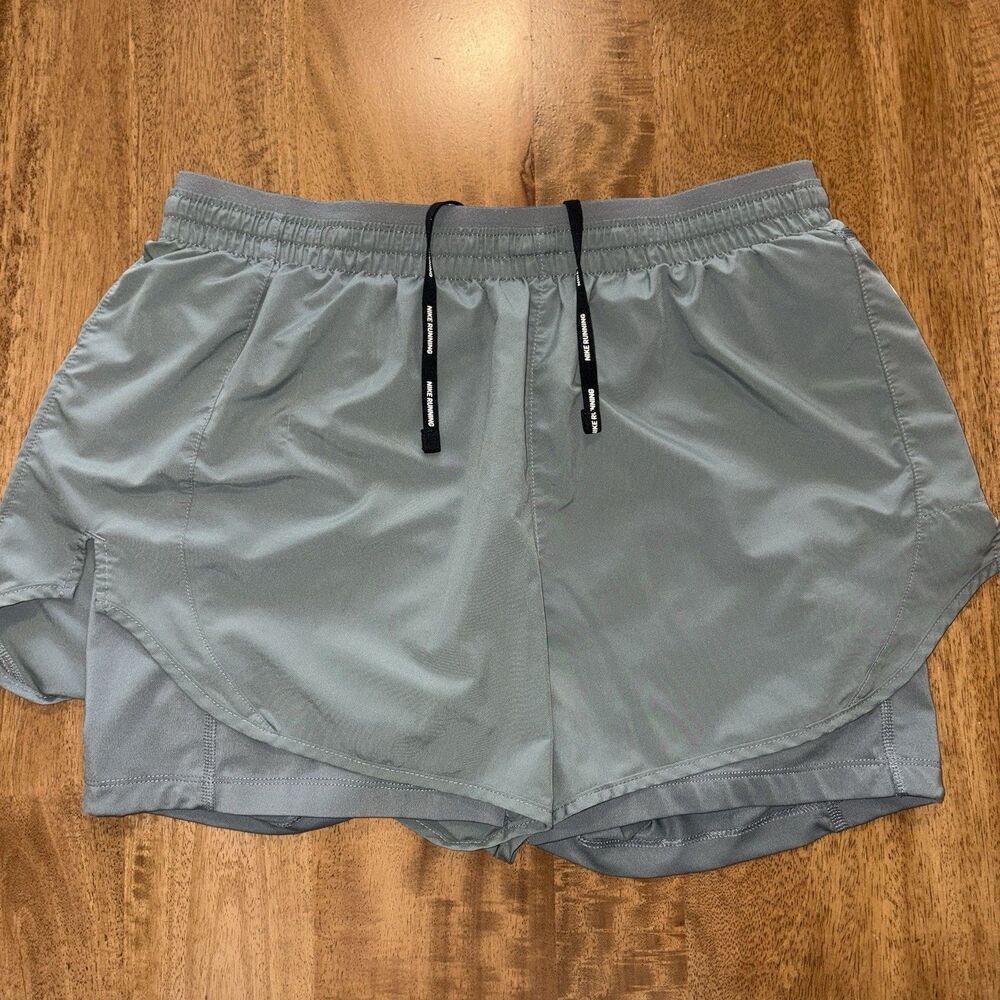 Nike Running Shorts Women's Large Gray Brief Lined Elastic Waist